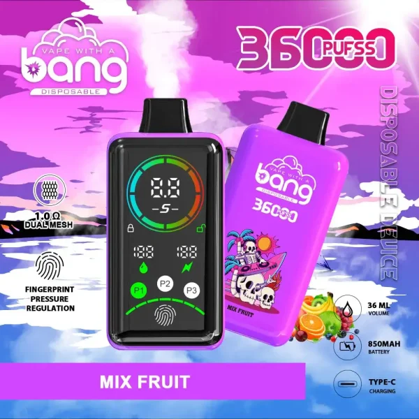 Bang 36K (36000) Puffs Advanced Fingerprint Full Screen 0% 2% 3% 5% Nicotine 36mL E-liquid Smart Full-Screen Display Disposable Vape 9 Bang 36K(36000) Puffs Advanced Fingerprint Full Screen 0% 2% 3% 5% Nicotine 36mL E-liquid Smart Full-Screen Display Disposable Vape