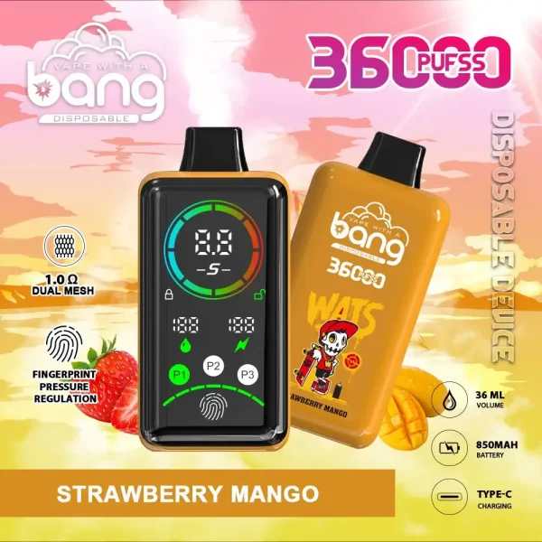 Bang 36K (36000) Puffs Advanced Fingerprint Full Screen 0% 2% 3% 5% Nicotine 36mL E-liquid Smart Full-Screen Display Disposable Vape 5 Bang 36K(36000) Puffs Advanced Fingerprint Full Screen 0% 2% 3% 5% Nicotine 36mL E-liquid Smart Full-Screen Display Disposable Vape