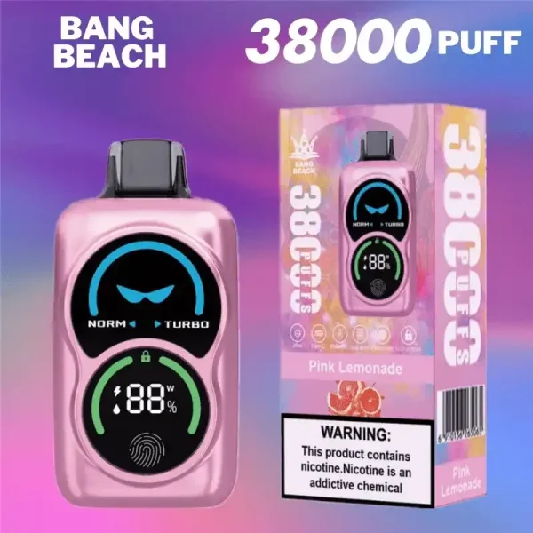 Bang Beach 38K (38000) Puffs Fingerprint LED Display 0% 2% 3% 5% Nicotine 38 Ml E-liquid Disposable Vape 1 Easy-to-to-maintain vape devices