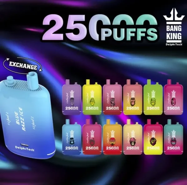 Bang King 25K 25000 Puffs Dual Pods 46ml E-liquid 0% 2% 3% 5% Nicotine Type-C Charging Disposable Vape 28 Bang King 25000 puff Disposable Vape 25k Dual Pods