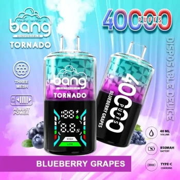 Home 29 Bang Tornado 40K(40000) Puffs Large Smoke DTL Smart LED Display 0% 2% 3% 5% Nicotine 40mL E-liquid Disposable Vape