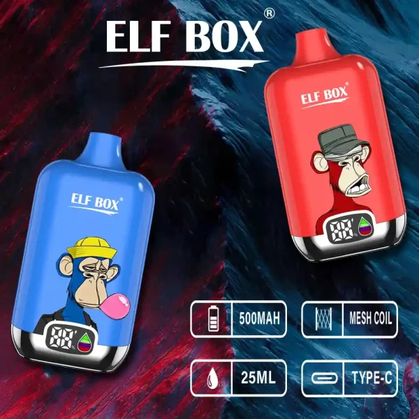 ELF Box Digital 12K (12000) Puffs LED Display 25ml E-liquid 0% 2% 3% 5% Nicotine Type-C Rechargeable Disposable Vape 1 ELF Box Digital 12K(12000) puffs LED Display 25ml E-liquid 0% 2% 3% 5% Nicotine Type-C Rechargeable Disposable Vape