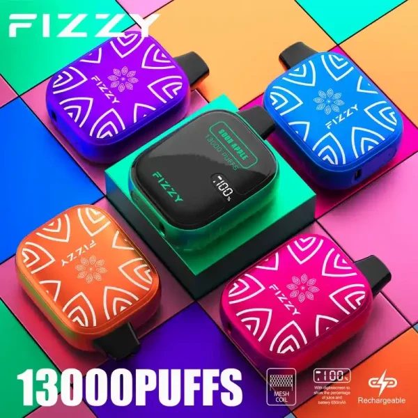 Fizzy Boom 13K (13000) Puffs 21ML E-liquid Mesh Coil LCD Screen 650mAh Rechargeable Battery 2 5% Nicotine Disposable Vape 1 Fizzy Boom 13K (13000) Puffs 21ML E-liquid Mesh Coil LCD Screen 650mAh Rechargeable Battery 2 5% Nicotine Disposable Vape