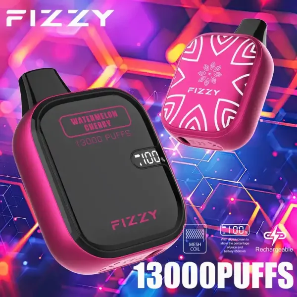 Fizzy Boom 13K (13000) Puffs 21ML E-liquid Mesh Coil LCD Screen 650mAh Rechargeable Battery 2 5% Nicotine Disposable Vape 12 Fizzy Boom 13K (13000) Puffs 21ML E-liquid Mesh Coil LCD Screen 650mAh Rechargeable Battery 2 5% Nicotine Disposable Vape