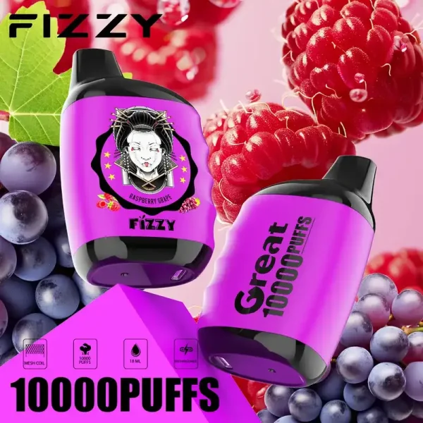 Fizzy Great 10K (10000) Puffs 18ML E-liquid Mesh Coil 650 mAh Battery 2% 5% Nicotine 10flavors Disposable Vape 26 Fizzy Great 10K (10000) Puffs 18ML E-liquid Mesh Coil 650 mAh Battery 2% 5% Nicotine 10flavors Disposable Vape