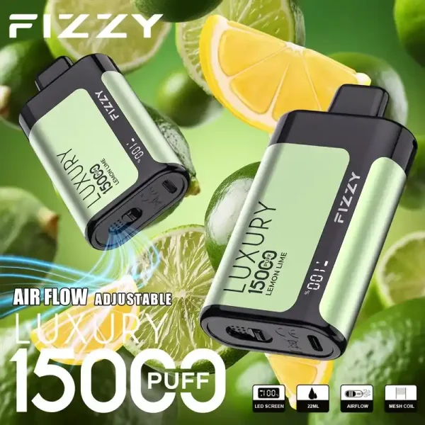 Fizzy Luxury 15K (15000) Puffs 22ML E-liquid Mesh Coil LCD Screen Adjustable Air Flow 15flavors 650mAh Rechargeable Battery 2% 5% Nicotine Disposable Vape 7 Fizzy Luxury 15K (15000) Puffs 22ML E-liquid Mesh Coil LCD Screen Adjustable Air Flow 15flavors 650mAh Rechargeable Battery 2% 5% Nicotine Disposable Vape