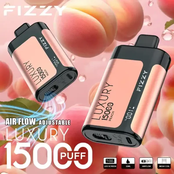 Fizzy Luxury 15K (15000) Puffs 22ML E-liquid Mesh Coil LCD Screen Adjustable Air Flow 15flavors 650mAh Rechargeable Battery 2% 5% Nicotine Disposable Vape 9 Fizzy Luxury 15K (15000) Puffs 22ML E-liquid Mesh Coil LCD Screen Adjustable Air Flow 15flavors 650mAh Rechargeable Battery 2% 5% Nicotine Disposable Vape