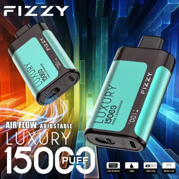 Fizzy Luxury 15K (15000) Puffs 22ML E-liquid Mesh Coil LCD Screen Adjustable Air Flow 15flavors 650mAh Rechargeable Battery 2% 5% Nicotine Disposable Vape 10 Fizzy Luxury 15K (15000) Puffs 22ML E-liquid Mesh Coil LCD Screen Adjustable Air Flow 15flavors 650mAh Rechargeable Battery 2% 5% Nicotine Disposable Vape