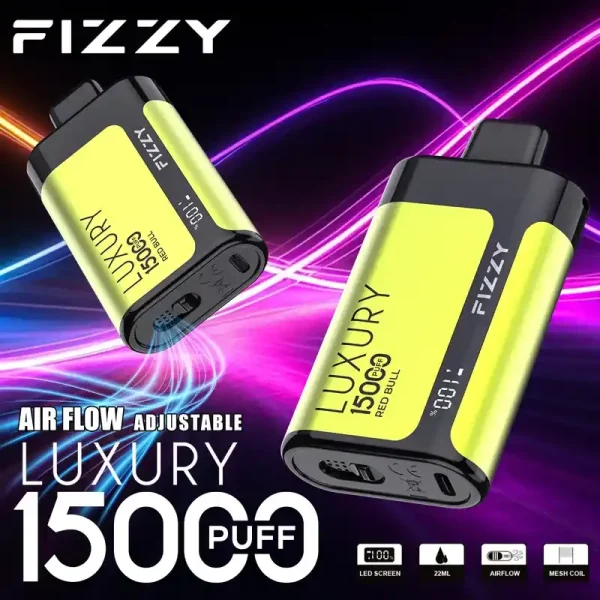 Fizzy Luxury 15K (15000) Puffs 22ML E-liquid Mesh Coil LCD Screen Adjustable Air Flow 15flavors 650mAh Rechargeable Battery 2% 5% Nicotine Disposable Vape 12 Fizzy Luxury 15K (15000) Puffs 22ML E-liquid Mesh Coil LCD Screen Adjustable Air Flow 15flavors 650mAh Rechargeable Battery 2% 5% Nicotine Disposable Vape