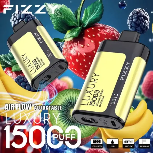 Fizzy Luxury 15K (15000) Puffs 22ML E-liquid Mesh Coil LCD Screen Adjustable Air Flow 15flavors 650mAh Rechargeable Battery 2% 5% Nicotine Disposable Vape 14 Fizzy Luxury 15K (15000) Puffs 22ML E-liquid Mesh Coil LCD Screen Adjustable Air Flow 15flavors 650mAh Rechargeable Battery 2% 5% Nicotine Disposable Vape vapes88.com