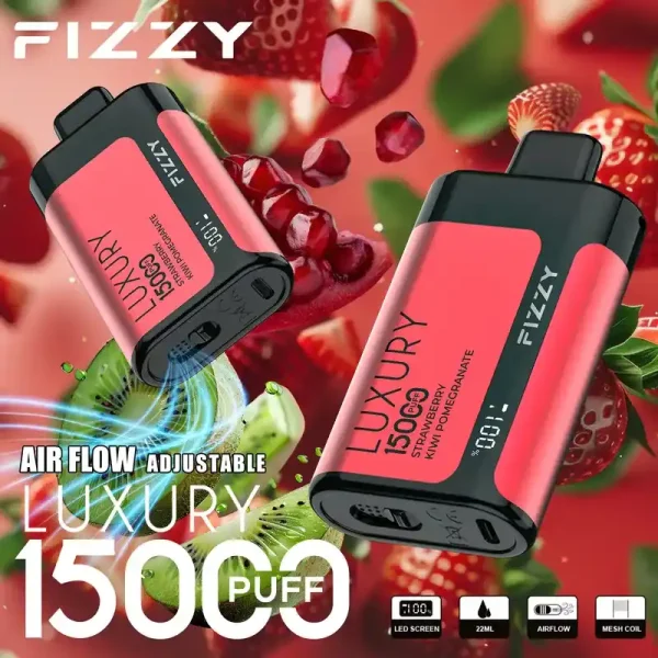 Fizzy Luxury 15K (15000) Puffs 22ML E-liquid Mesh Coil LCD Screen Adjustable Air Flow 15flavors 650mAh Rechargeable Battery 2% 5% Nicotine Disposable Vape 16 Fizzy Luxury 15K (15000) Puffs 22ML E-liquid Mesh Coil LCD Screen Adjustable Air Flow 15flavors 650mAh Rechargeable Battery 2% 5% Nicotine Disposable Vape