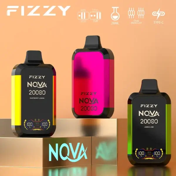 Fizzy Nova 20K (20000) Puffs Dual Mesh Coil 28ML E-liquid LCD Screen 15flavors 850mAh Rechargeable Battery 2% 5% Nicotine Disposable Vape 1 Fizzy Nova 20K (20000) Puffs Dual Mesh Coil 28ML E-liquid LCD Screen 15flavors 850mAh Rechargeable Battery 2% 5% Nicotine Disposable Vape