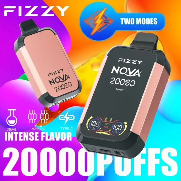Fizzy Nova 20K (20000) Puffs Dual Mesh Coil 28ML E-liquid LCD Screen 15flavors 850mAh Rechargeable Battery 2% 5% Nicotine Disposable Vape 5 Fizzy Nova 20K (20000) Puffs Dual Mesh Coil 28ML E-liquid LCD Screen 15flavors 850mAh Rechargeable Battery 2% 5% Nicotine Disposable Vape