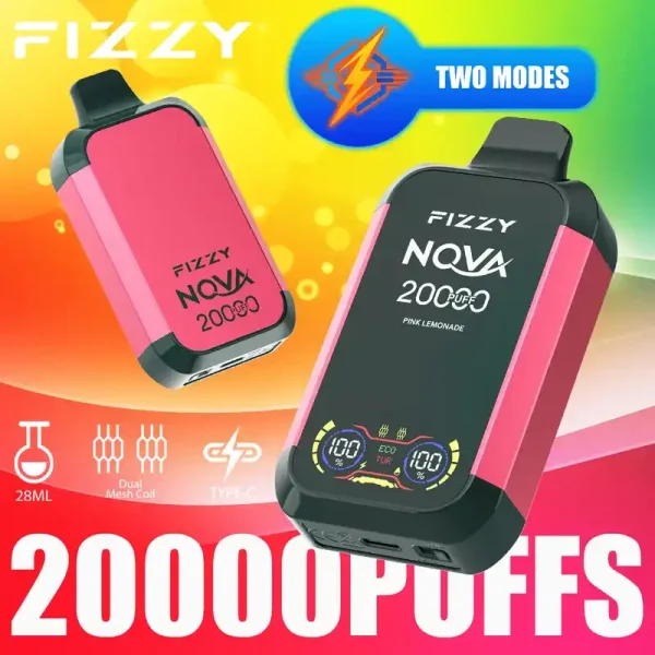 Fizzy Nova 20K (20000) Puffs Dual Mesh Coil 28ML E-liquid LCD Screen 15flavors 850mAh Rechargeable Battery 2% 5% Nicotine Disposable Vape 6 Fizzy Nova 20K (20000) Puffs Dual Mesh Coil 28ML E-liquid LCD Screen 15flavors 850mAh Rechargeable Battery 2% 5% Nicotine Disposable Vape