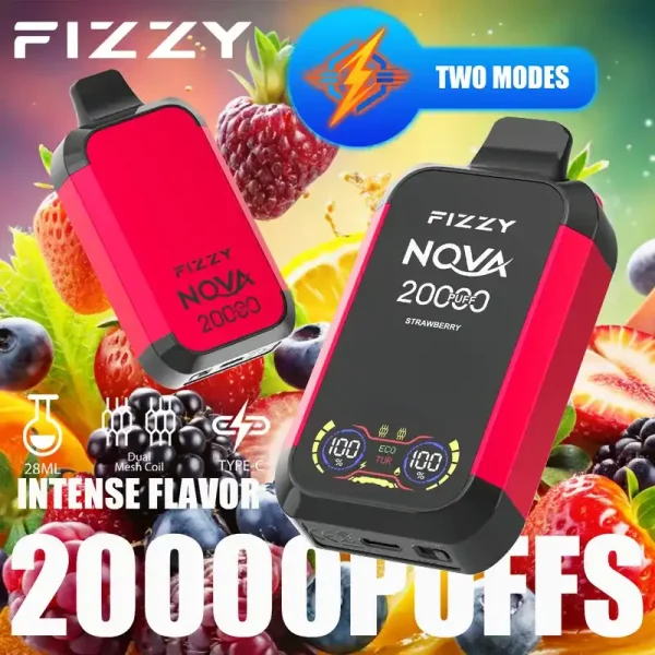 Fizzy Nova 20K (20000) Puffs Dual Mesh Coil 28ML E-liquid LCD Screen 15flavors 850mAh Rechargeable Battery 2% 5% Nicotine Disposable Vape 8 Fizzy Nova 20K (20000) Puffs Dual Mesh Coil 28ML E-liquid LCD Screen 15flavors 850mAh Rechargeable Battery 2% 5% Nicotine Disposable Vape