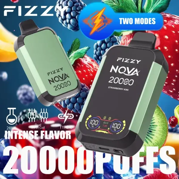 Fizzy Nova 20K (20000) Puffs Dual Mesh Coil 28ML E-liquid LCD Screen 15flavors 850mAh Rechargeable Battery 2% 5% Nicotine Disposable Vape 9 Fizzy Nova 20K (20000) Puffs Dual Mesh Coil 28ML E-liquid LCD Screen 15flavors 850mAh Rechargeable Battery 2% 5% Nicotine Disposable Vape