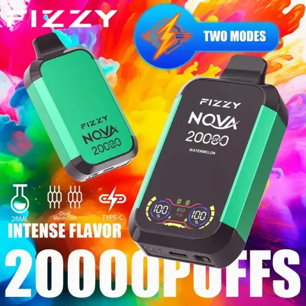 Fizzy Nova 20K (20000) Puffs Dual Mesh Coil 28ML E-liquid LCD Screen 15flavors 850mAh Rechargeable Battery 2% 5% Nicotine Disposable Vape 10 Fizzy Nova 20K (20000) Puffs Dual Mesh Coil 28ML E-liquid LCD Screen 15flavors 850mAh Rechargeable Battery 2% 5% Nicotine Disposable Vape
