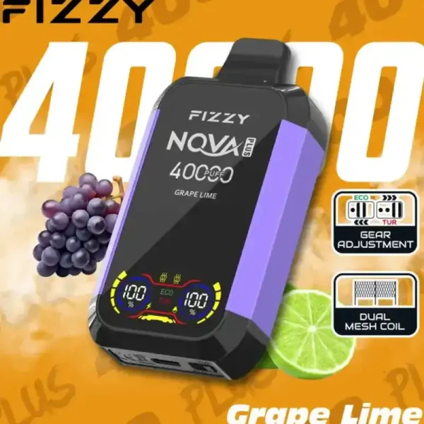 Fizzy Nova Plus 40K (40000) Puffs LCD Display 40ml E-liquid 850 mAh Battery 2% 5% Nicotine 12 Flavors Disposable Vape 10 Fizzy-Nova-Plus-40K-40000-Puffs-Disposable-Vape