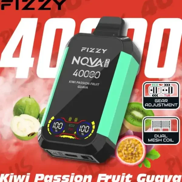 Fizzy Nova Plus 40K (40000) Puffs Kiwi Passion Fruit Guava – Premium Arctic Fruit Disposable Vape 2 Fizzy-Nova-Plus-40K-40000-Puffs-Disposable-Vape