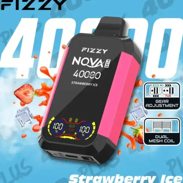 Fizzy Nova Plus 40K (40000) Puffs Strawberry Ice – Premium Arctic Fruit Disposable Vape 1 Fizzy-Nova-Plus-40K-40000-Puffs-Disposable-Vape