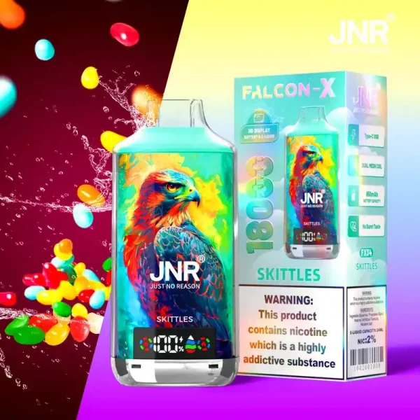 JNR Falcon X 18K (18000) Puffs LED Display 2% Nicotine 24ml E-liquid Disposable Vape 21 JNR Falcon X 18K (18000) Puffs LED Display 2% Nicotine 24ml E-liquid Disposable Vape