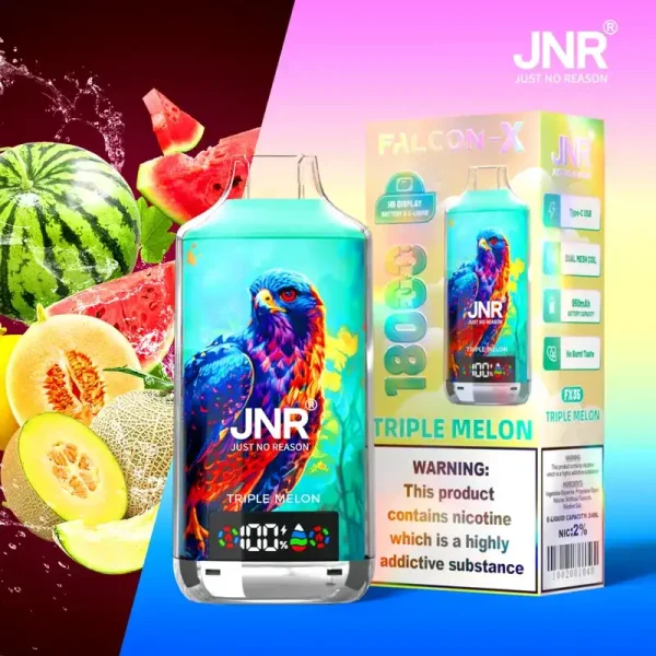 JNR Falcon X 18K (18000) Puffs LED Display 2% Nicotine 24ml E-liquid Disposable Vape 27 JNR Falcon X 18K (18000) Puffs LED Display 2% Nicotine 24ml E-liquid Disposable Vape
