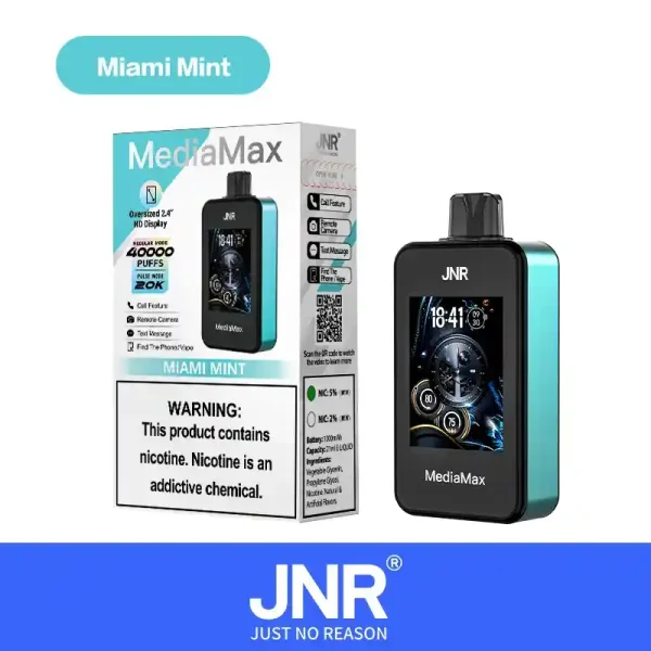 JNR Media Max 40K (40000) Puffs 2.4-Inch Large Screen And Phone Function 5% Nicotine 21mL E-liquid Disposable Vape 6 JNR Media Max 40K (40000) Puffs 2.4-Inch Large Screen And Phone Function 5% Nicotine 21mL E-liquid Disposable Vape
