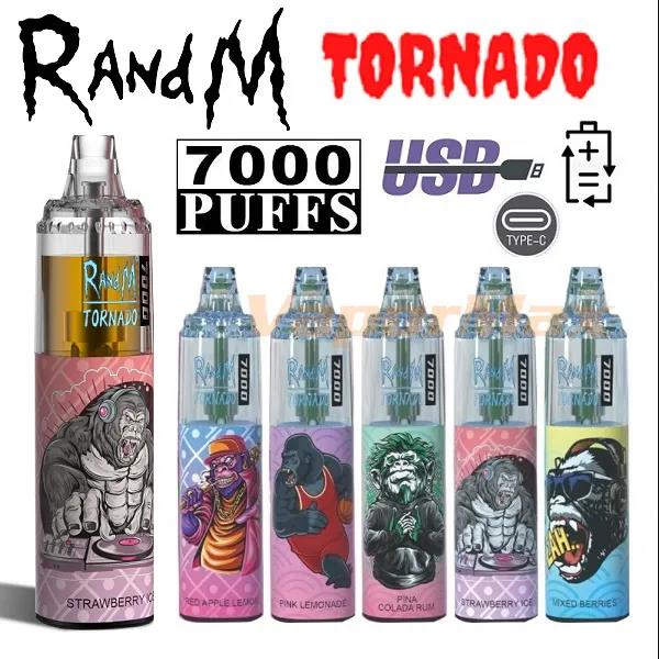 RandM Tornado 7K (7000) Puffs 14ml E-liquid 850mAh Battery 2% 5% Nicotine Rechargeable (type-C) Disposable Vape 1 RandM Tornado 7K (7000) Puffs 14ml E-liquid 850mAh Battery 2% 5% Nicotine Rechargeable (type-C) Disposable Vape