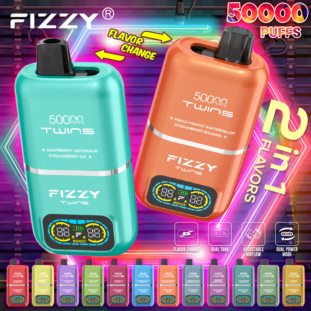 FIZZY TWINS 50K: Double the Flavor! Double the Vapor! Double the Thrills! The Ultimate Disposable Vape Experience! vapes88.com