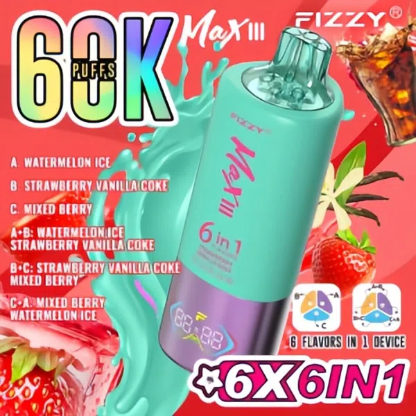 vapes88.com Revolutionary Experience:Fizzy Max III Six-in-One Rechargeable Disposable Vape-A 60,000-Puff Journey to Bliss, Unlocking 6 Mysterious Flavor Universes!